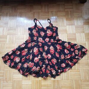 Forever 21 Plus Black and red rose dress 1X